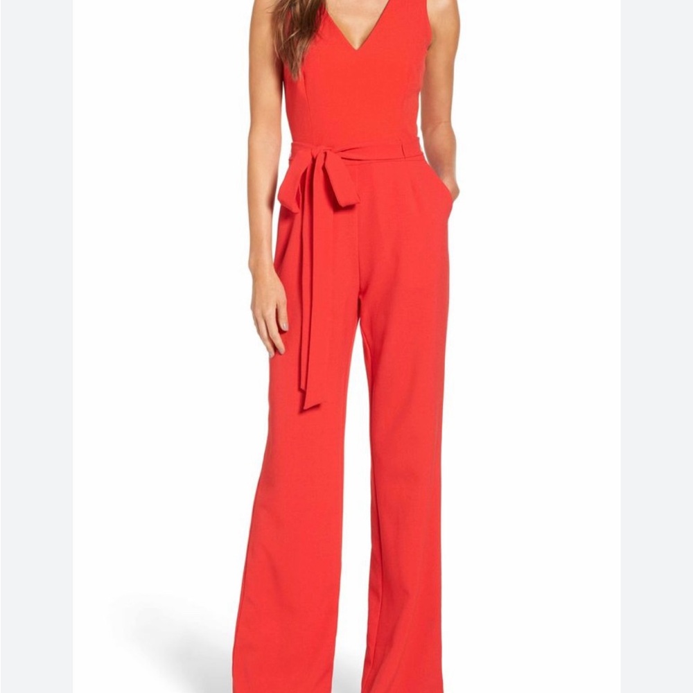Elegant Red Sleeveless Jumpsuit